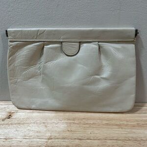 Chic Cream Leather Clutch